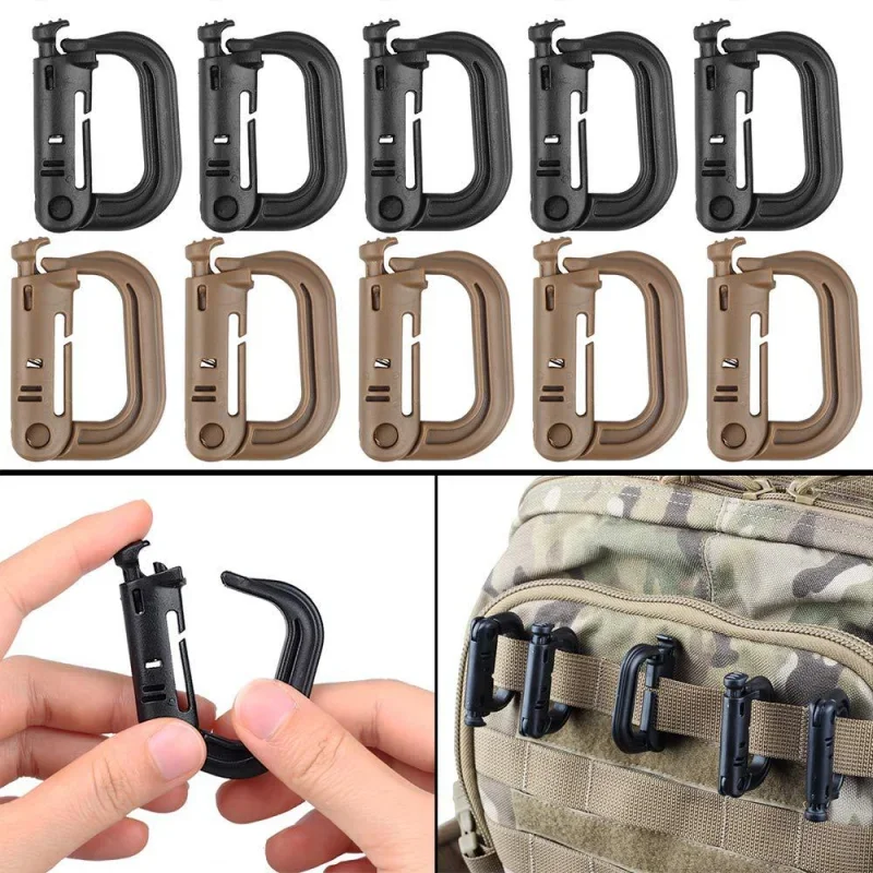 Carabiner Locking D - 10 pezzi di plastica per esterni