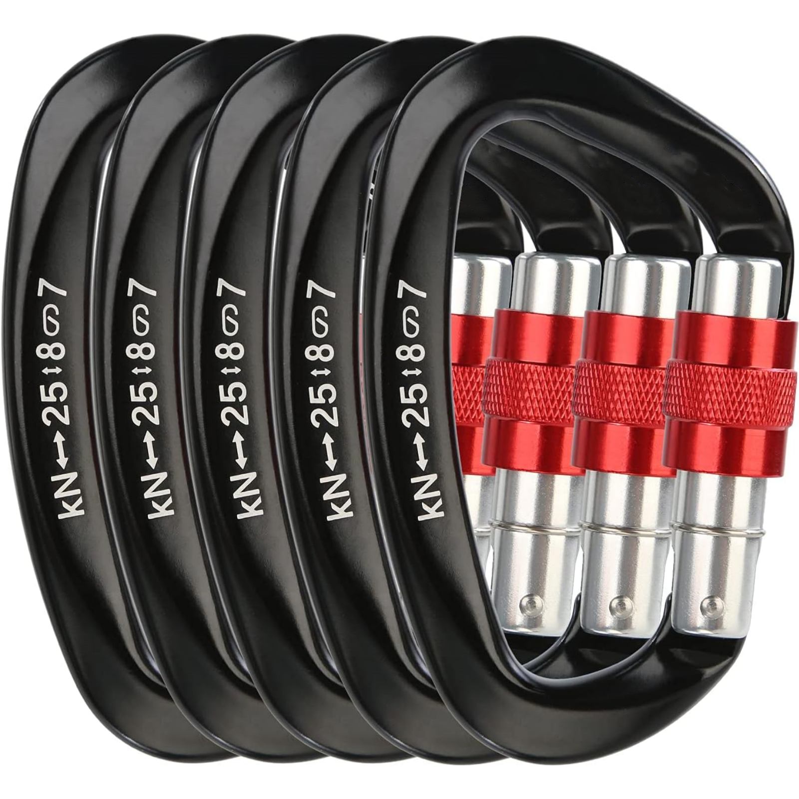 Carabiner Locking D - 5 pz/set 25KN a Forma di