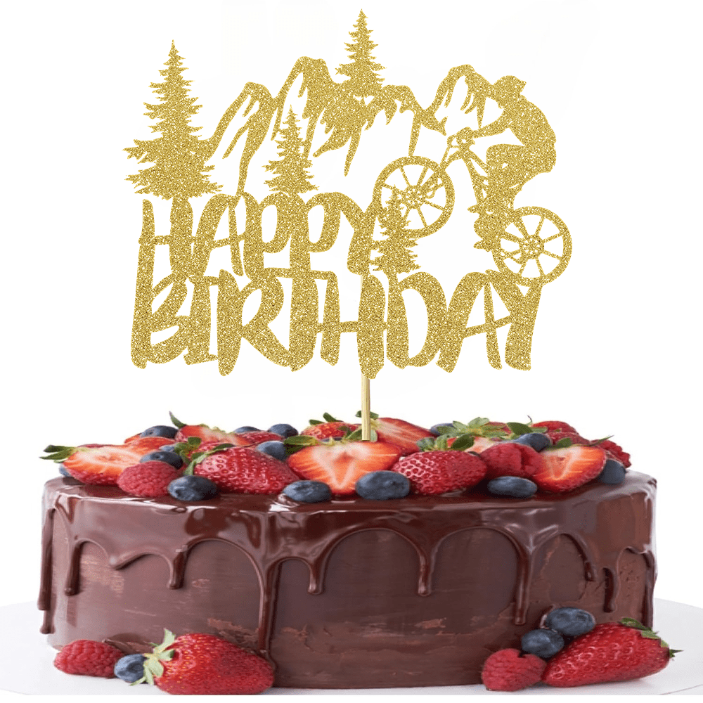 Outdoor Adventure Birthday Party - Topper per torta di pensionamento dorato