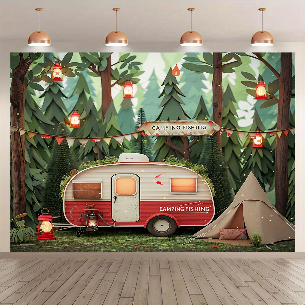 Striscioni di sfondo a tema ca - Outdoor Adventure Birthday Party recensione e prezzo