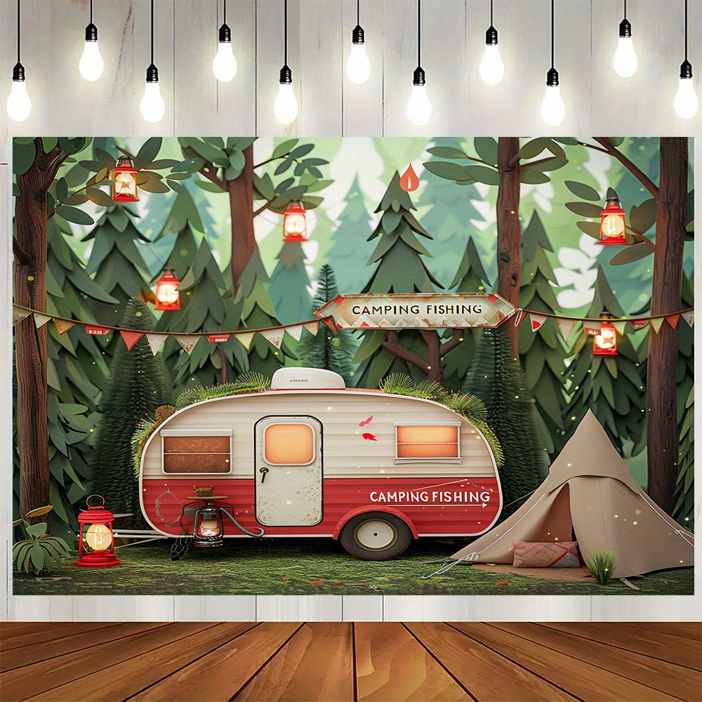 Striscioni di sfondo a tema ca - Outdoor Adventure Birthday Party recensione e prezzo