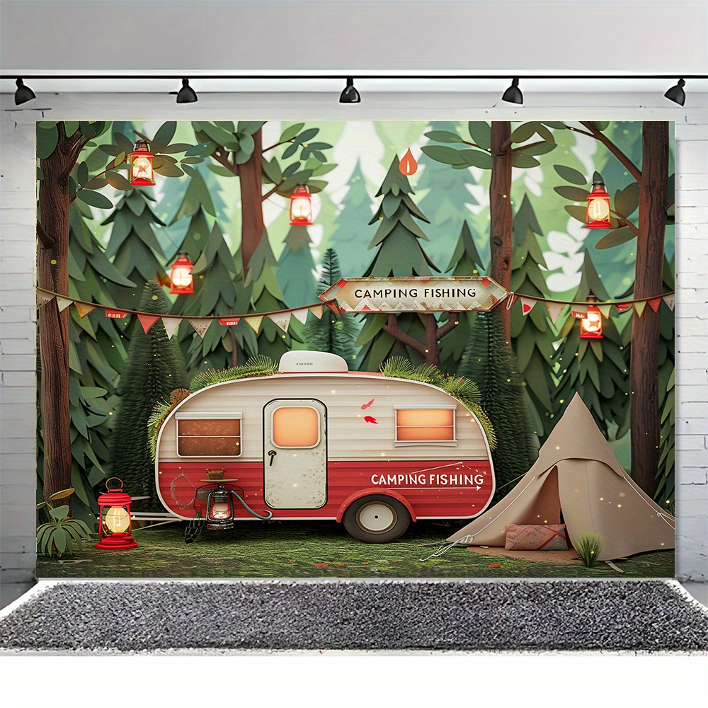 Striscioni di sfondo a tema ca - Outdoor Adventure Birthday Party recensione e prezzo