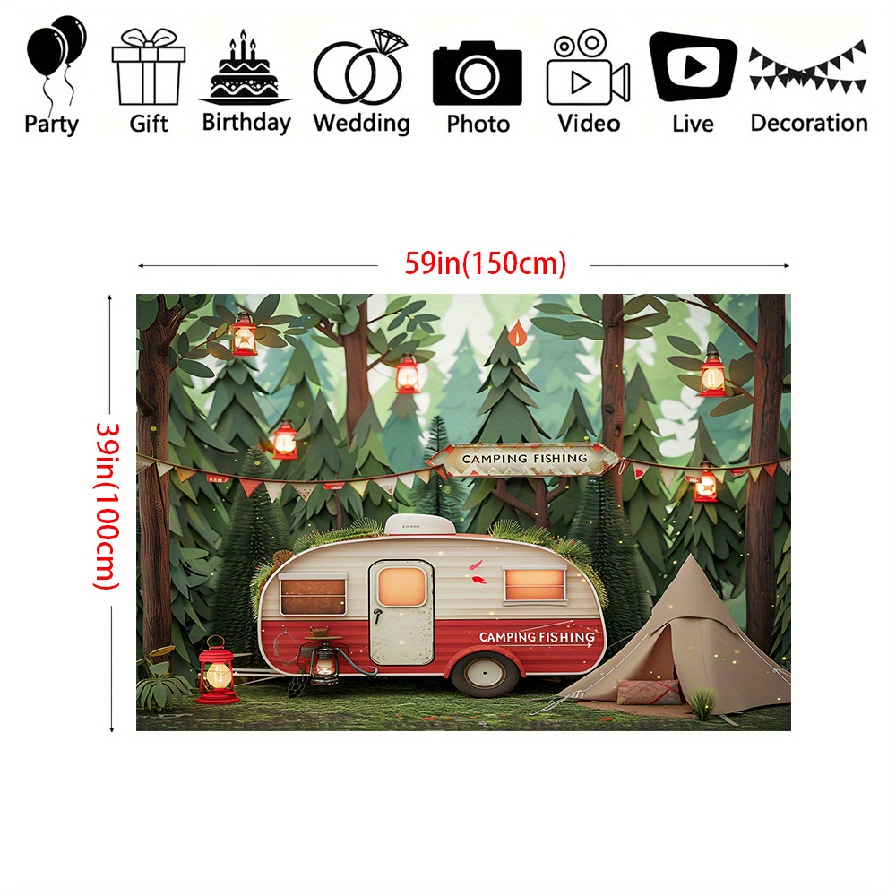 Striscioni di sfondo a tema ca - Outdoor Adventure Birthday Party recensione e prezzo
