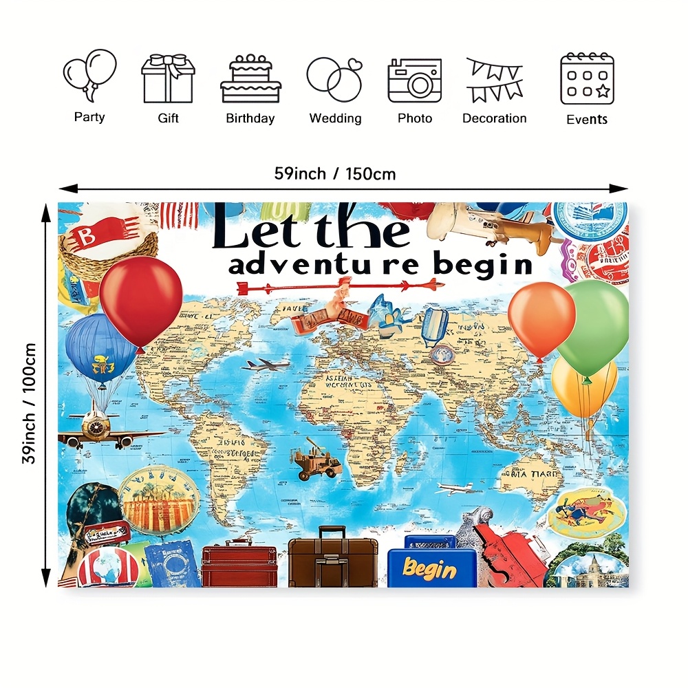 1 sfondo della mappa del mondo - Outdoor Adventure Birthday Party recensione e prezzo