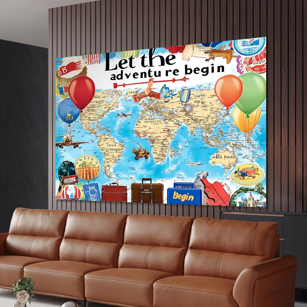 1 sfondo della mappa del mondo - Outdoor Adventure Birthday Party recensione e prezzo