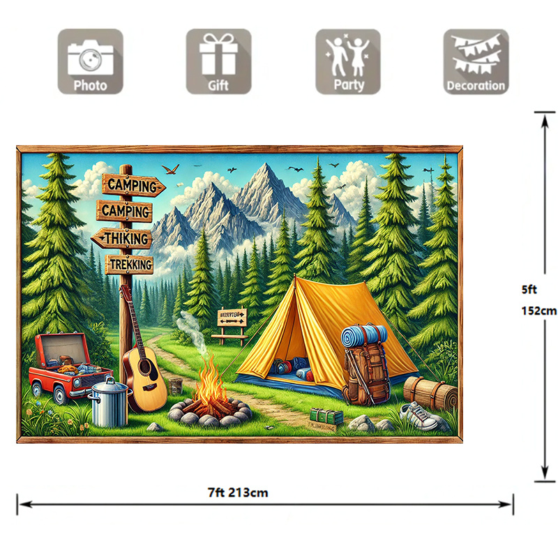 1 sfondo per campeggio e avven - Outdoor Adventure Birthday Party recensione e prezzo