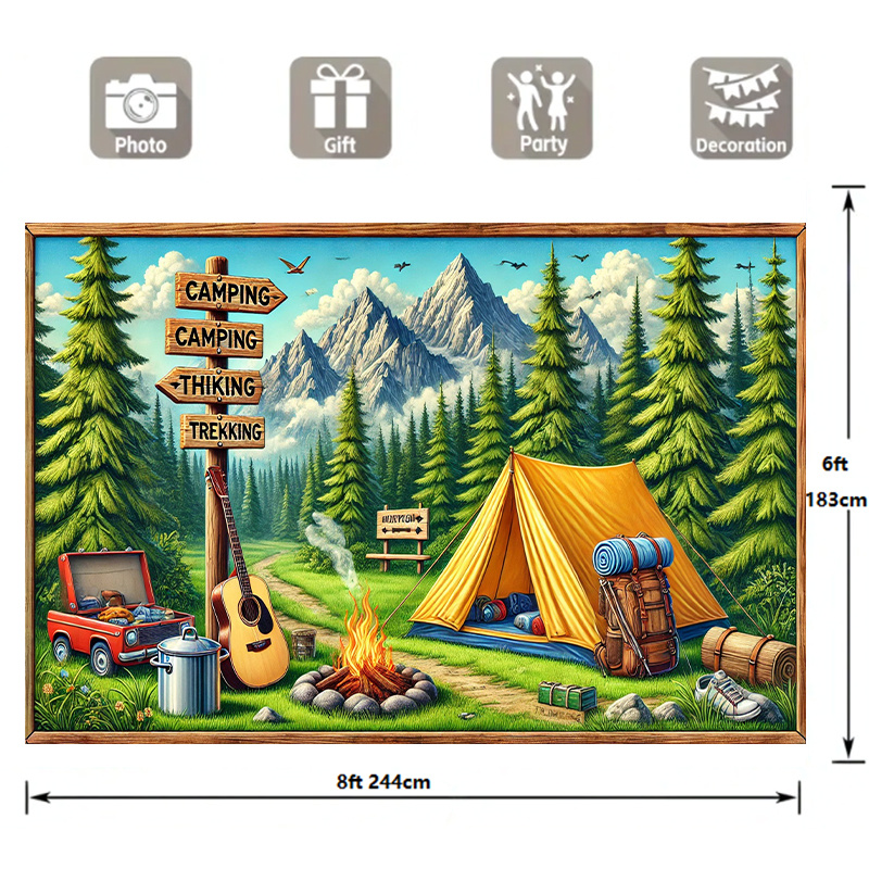 1 sfondo per campeggio e avven - Outdoor Adventure Birthday Party recensione e prezzo